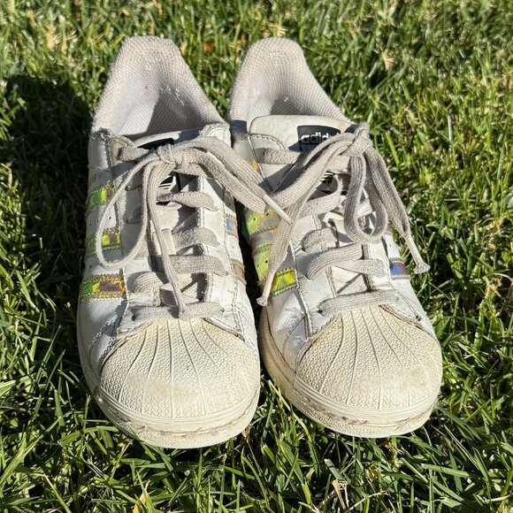 Adidas Superstar Iridescent Stripe Low Top Lace Up Big Kid 5US - Picture 10 of 12
